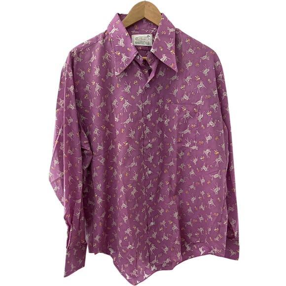 Vintage Bad Berma II Purple Zebra Button Up Permanent Press Size XL - Picture 3 of 11
